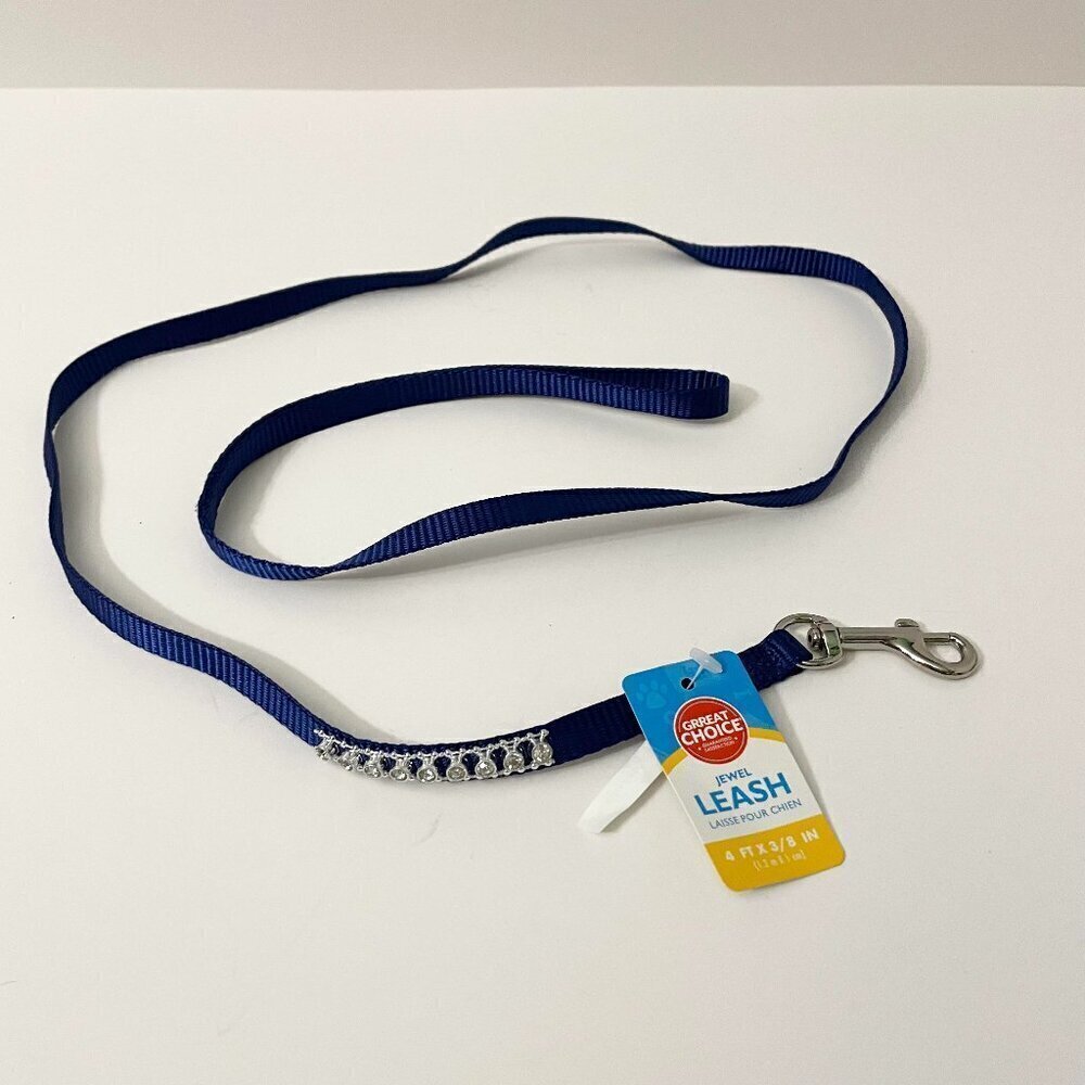 Grreat Choice Jewel Bling Dog Leash XSmall XS 4 Feet Blue